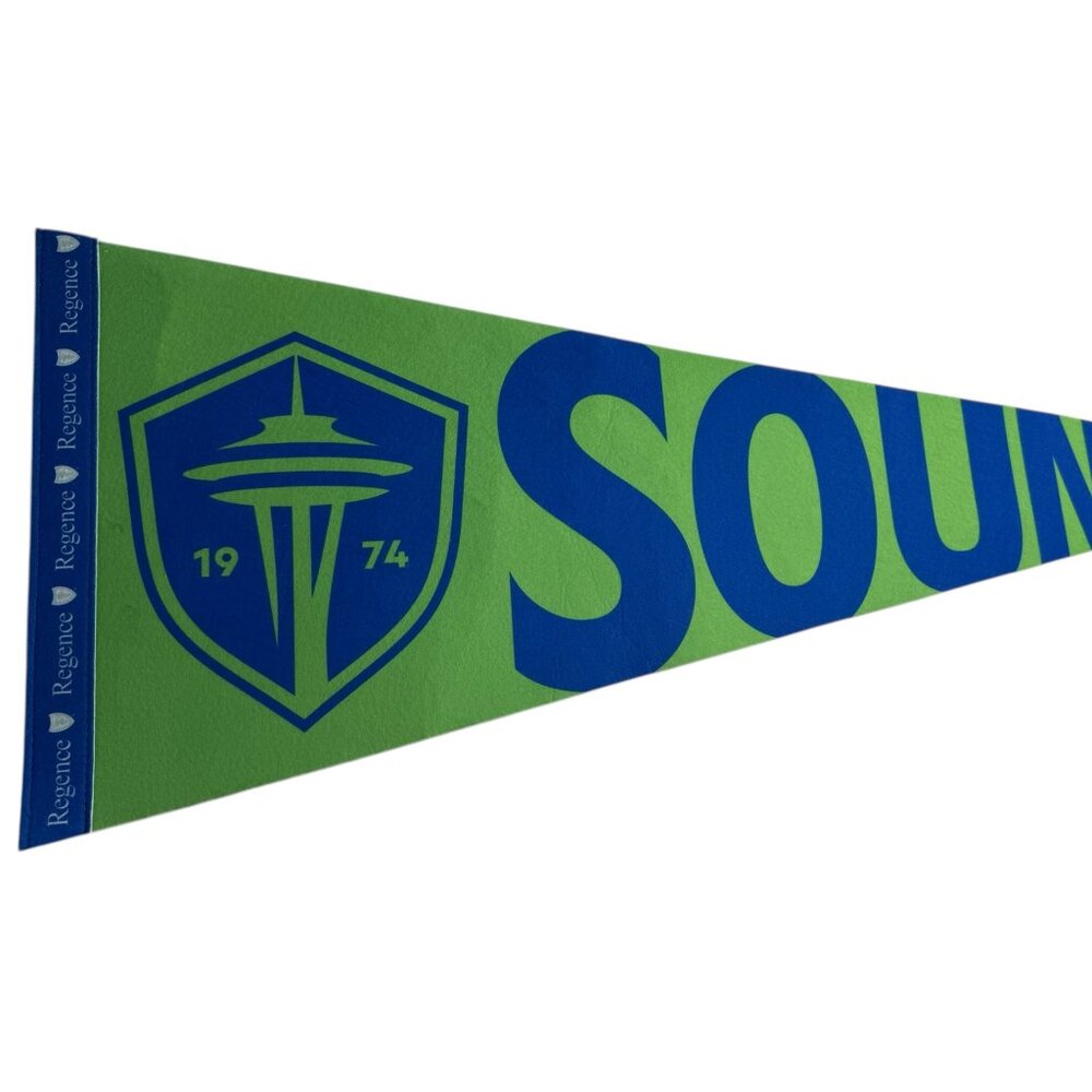 Seattle Sounders Club Soccer Felt Pennant.  Green / Blue Wall Decor